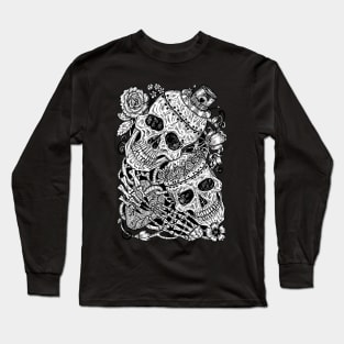 Mystic Lover Skulls (10) Hand Drawn Original Artwork. Long Sleeve T-Shirt